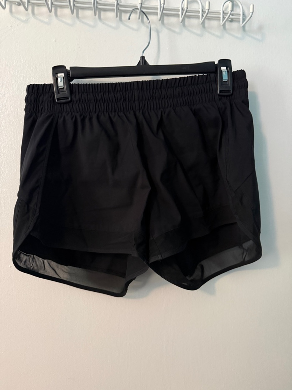 Athleta Black Mesh Racer Run Athletic Shorts, 4"